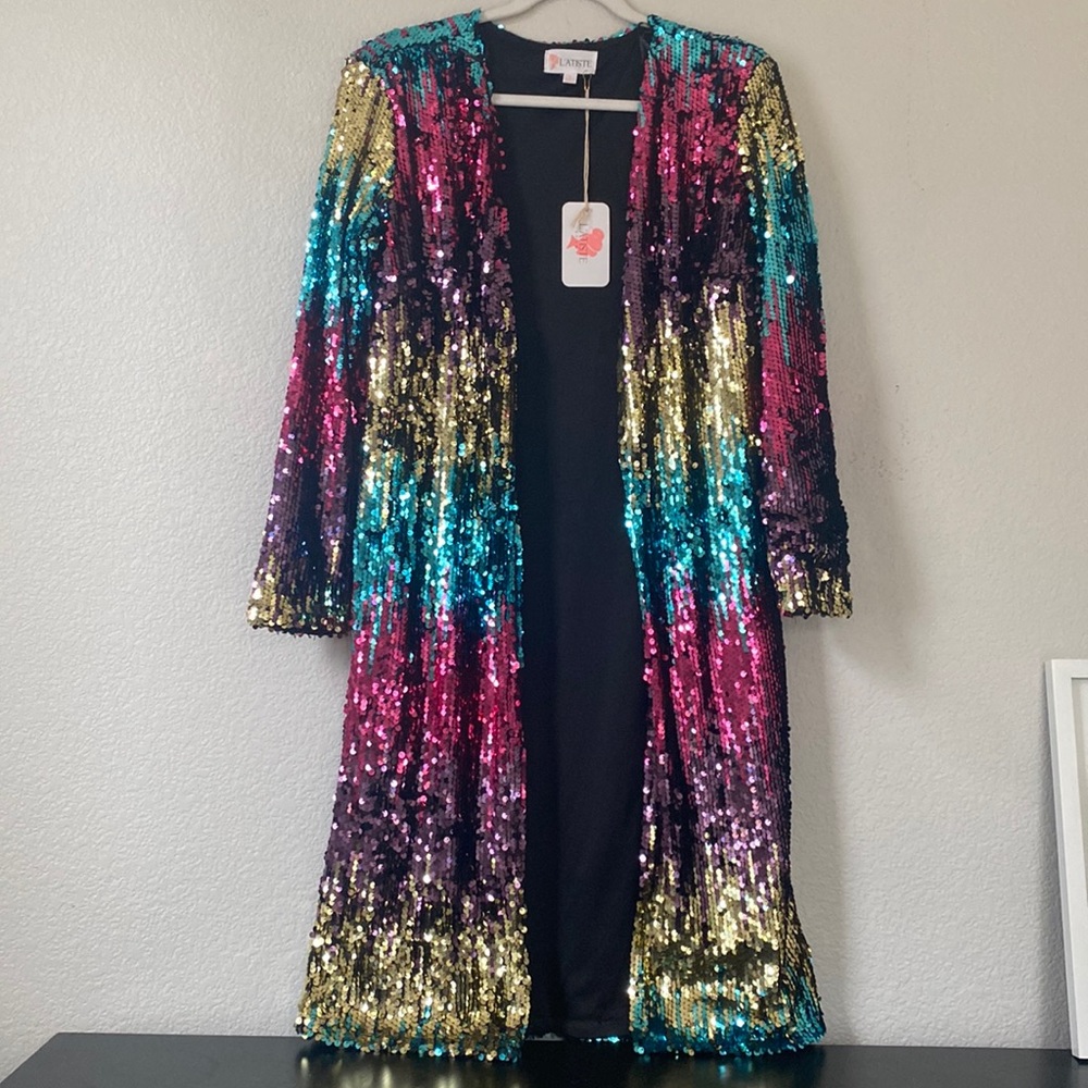 Sequins Ombre Long cardigan